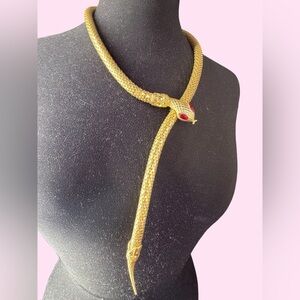 DL AULD Gold Tone Snake Long Necklace